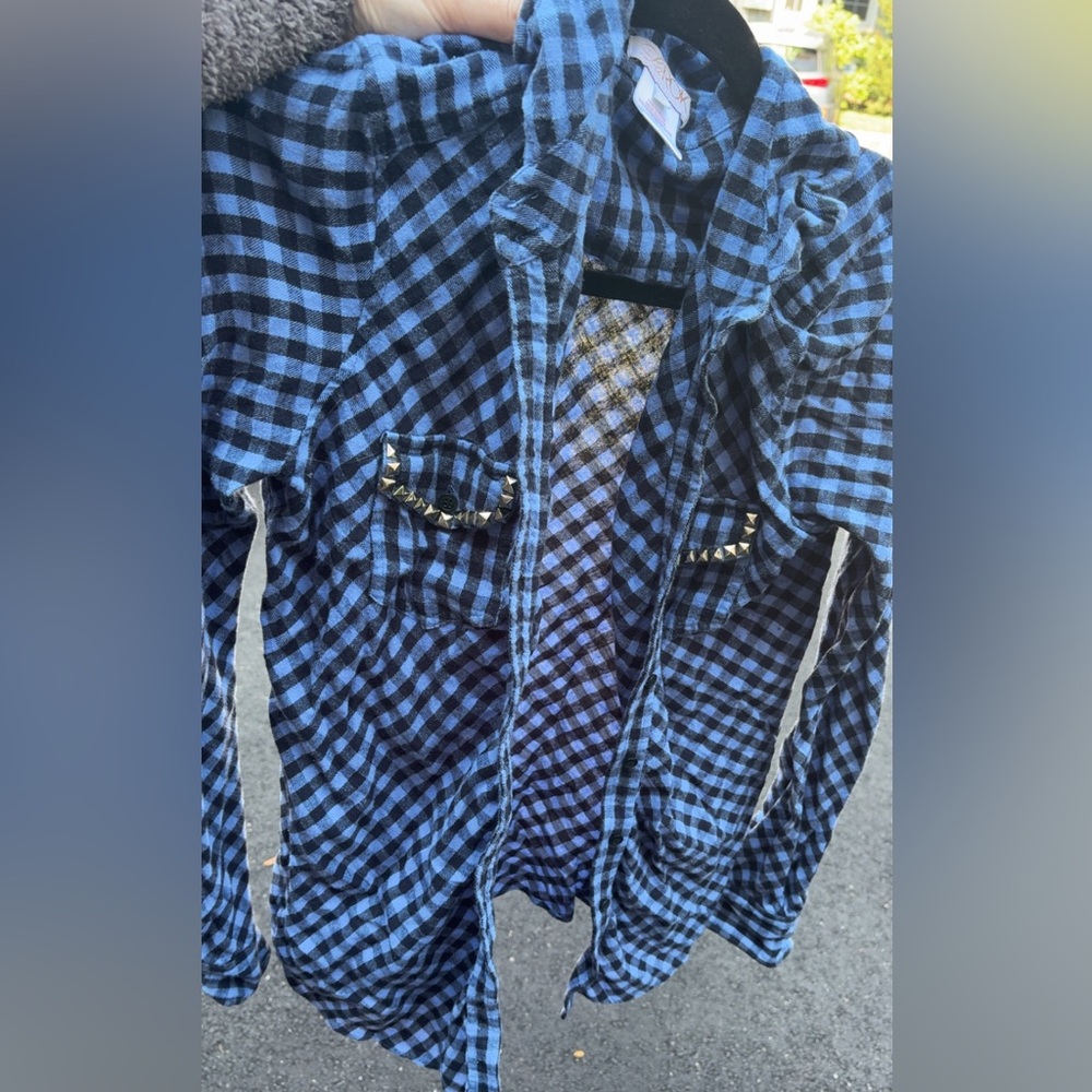 LaRok Blue and Black Plaid Top